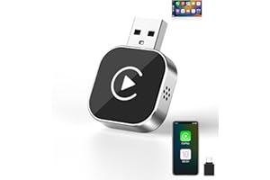 AUINSKY CarPlay Adapter Wireless 2025 Upgrade, Car Play Kabellos Adapter Auto Bluetooth 5.2 & Dual-Band WiFi, Mini & Stabiler Kompatibel mit iPhone iOS 10+ und Autos mit CarPlay(Schwarz)