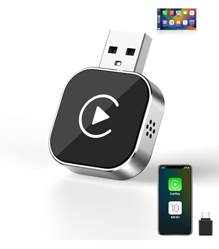 Gaethra Adattatore Wireless Per Carplay E Android Auto, Plug & Play, USB C/ USB A, Compatibile Con IOS 10+/ Android 11+, Adatto Per Il Veicolo Che Funziona Con CarPlay/Android Auto, CZHZ02 - 2