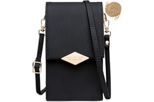 HAIWILL Handy Umhängetasche Leder Kleine Crossbody Geldbörse Mini Handytasche zum Umhängen Handy Tasche für iPhone 12/11/XR/Xs, Samsung Galaxy S10/S9/S8, Handy bis zu 6.5'' (2021 Schwarz)