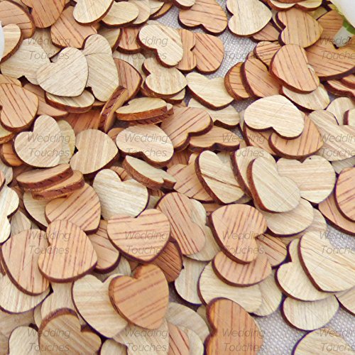 15 mm Love Hearts uni Holz Shabby Chic Craft Scrapbook Vintage Konfetti Herzen, holz, beige, 15 mm - 4