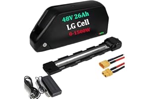 EXECYC Batterie de vélo électrique 48V 26Ah pour Kit de Roue Avant-arrière Moteur Bafang -250W 500W 1000W 1500W 2000W Batterie (48V 26Ah 0-1500W(LG/Cell))