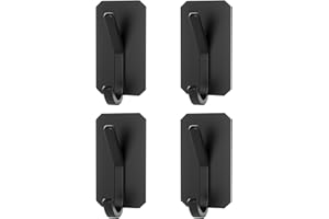 Sciphylia Crochet Adhésif 4 Pièces 3M Crochet Adhesif Mural de Salle de Bains Cuisine Bureau Porte, Anti-Rouille et étanche sans Percer Porte Serviette, Noir