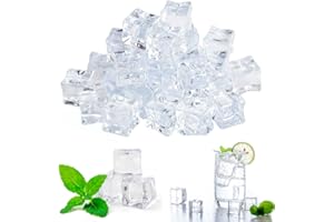 LPAMABA 60 Stück 20mm Plastik Eiswürfel Kunststoff Dauereiswürfel Acryl Eiswürfel Künstlich Dauereiswürfel Wiederverwendbar Eiswürfel für Party Deko Fotografie