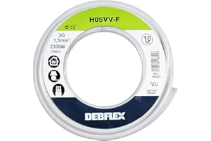 Bobinot de câble - Bobine de fils électrique - Câble électrique - Couronne de câble - Bobinot Câble Souple 10 mètres HO5VV-F3G1.5 mm ² - Blanc - 146321 Debflex