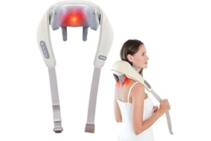 LIARTY Neck and Shoulder Massager, Shiatsu Electric Cordless Massager for Shoulder, 4D Kneading Massage Pillow for Back, Leg, Waist, Muscle Relaxation, Body Sculpting Machine, Home & Office Use (Beige)