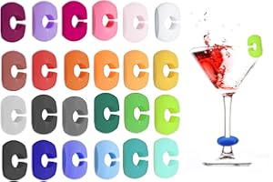 Airtailors Marqueur Silicone 24 couleurs,Marqueurs de verres à vin réutilisables Marqueurs, Pour diverses tasses, Fournitures de décoration