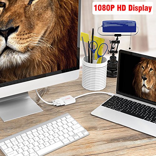 ELUTENG USB C DVI Adapter Full HD 1080P Thunderbolt 3 DVI Adapter USB3.1 Type C Kabel Stecker auf Buchse USB C Adapter für Mac OS, Win 10, Win 8, Linux, Chrome - 3