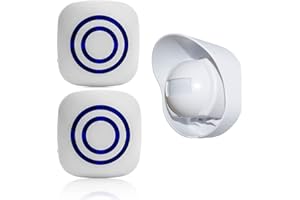 SiegenPro Alarma de seguridad Timbre de Alarma inalámbrico con Sensor de Movimiento PIR Infrarrojo Detector ​de Timbre del Sensor Alarma para Entrada del Puerta Casa Tienda y Oficina (Blanco, 1S + 2R)