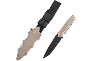 QIRUIMY Tactical Plastic Knife,Bendable Rubber Combat Knife with Sheath,Airsoft Military Training Enthusiasts CS Cosplay Dagger Model Dress Up Accessory (Brown)