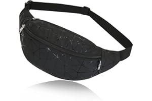 RIDIRUN Riñonera Mujer Moda Riñonera Deportiva Viaje Bolso de Cintura Niñas Multifuncional Bolsillos Riñoneras Running Cinturón Impermeable Bandolera de Marcha Fanny Pack Negro-b
