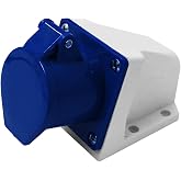 Electraline 80868, Inclined Wall Socket 32A 2P+T, Blue
