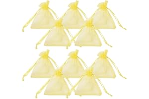 Wady 100 Pcs Sacchetti di Regalo in Organza Buste Gioielli Coulisse Sacchettini di Matrimonio Festa Favore, 7x9cm,Giallo