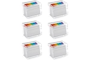 OSCO Small Clear Acrylic Index Box 6 Pack, A to Z Divider Tabs, 100 Lined Note Cards, Ruled Revision Flash Cards, Recipe Notes, Contacts Filing, Desktop Organiser, Holds 5" × 3" Cards (127 × 76 mm)