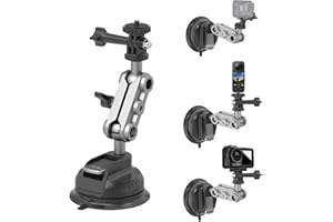 Wiseten Suction Cup Mount uchwyt z przyssawką do GoPro Hero 13 12 11 10 9 8 DJI Osmo Action 5 Pro 4 Insta360 X5 X4 X3 uchwyt samochodowy z przyssawką, montaż na przedniej szybie lub na oknie samochodu