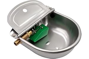 BREUAILY Automatische Pferdetränke Edelstahl Viehtränke mit 1/2" Messing Schwimmerventilund AbflusslöChern Tränkebecken für Schafe Pferde Rinder ziegen Hunde