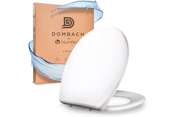 Dombach® Celesto Abattant WC avec Frein de Chute (Ovale, Blanc, Duroplast), Innovant Premium lunette WC Antibactérien, Clipsable, Acier Inox, Fixation Abattant WC