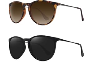 WOWSUN Polarized Sunglasses for Women Vintage Retro Round Mirrored Lenses