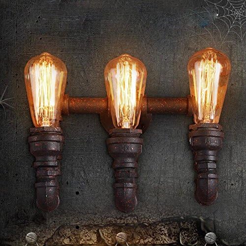 VanMe Industrial Bronze Retro Antique Rustic Water Pipe Wall Sconces Wall Lamp 3 Head Dining Room Lighting Decor