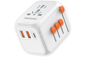 PAIDASHU Reiseadapter Weltweit Universal Reisestecker mit PD20W 2 USB 1 USB C und 1AC Steckdose Internationaler Steckdosenadapter Universaladapter für Deutschland USA England Thailand Italien Australien
