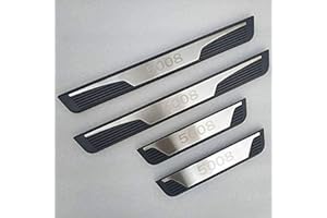 ENFILY 4 pièces seuil de Porte extérieur de Voiture plaques de Protection Accessoires pour Peugeot 5008 2017-2021, seuil de Protection Contre Les éraflures Bande de pédale de Bienvenue
