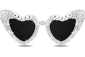 Tbay 50th Birthday Glasses, Hello Fifty Sunglasses White 50th Birthday Glasses for Funny Friends Fifty Gifts