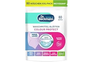‎DR. BECKMANN Dr. Beckmann MAGIC LEAVES Waschmittel-Blätter COLOR | vordosierte & wasserlösliche Waschblätter | platzsparend und leicht anzuwenden | 80 Blätter