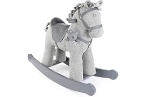 Little Bird Told Me - Stirling Rocking Horse, Grey Ride On Horse Toy with herringbone woven fabric, for Toddlers, Wooden Rockers, Saddle & Bridle, for Girls & Boys (12 Months +)