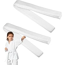 Ceinture De Judo Et Karaté 220 Cm - Blanc Et Jaune, Polyester, Pour Enfants Et Débutants