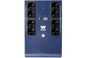 Woxter Multibase UPS 1200VA/720W - Sistema de Alimentación Ininterrumpida, 8 Tomas Schuko, 4 Puertos USB, Azul