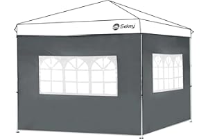 Sekey 2 Seitenteile Seitenwände für Pavillon 3×3m, Wasserdicht für Festzelt, Partyzelt (2 Fenster, Grau)