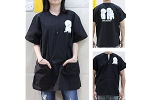 WAYUTO Grembiule a maniche corte per toelettatura animali domestici con cerniera Vestiti da lavoro per toelettatura del cane con 2 tasche Camicia per toelettatura cani Abbigliamento da lavoro per