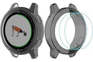 Moorovgi Coque + 2 Films de Protection D'écran Compatibles avec Garmin vivoactive 4S, [Couverture de Bord] Coque de Protection Souple en TPU Résistant aux Chocs avec Film de Protection D'écran (Noir)