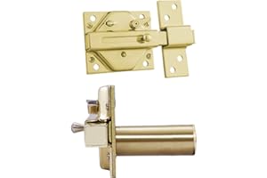 IFAM Cerrojo Modelo CS88, Palanca de Acero, Cilindro 50mm Longitud, Máxima Seguridad Para Puertas, Fácilidad de Montaje, Llave Exterior, Color Latón