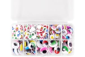Buziba Ojos saltones autoadhesivos de plástico, ojos tambaleantes y ondulados, varios tamaños variados, ojos adhesivos para manualidades, decoración de álbumes de recortes (259)