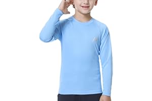 MEETWEE Ragazzi Rash Guard - Maglietta Nuoto Manica Lunga UV Protezione, UPF50+ Costume da Bagno per Bambini per Surf Beach Pool