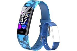 HOFIT Armbanduhr Fitness Tracker Kinder, Uhr Kinder mit Schrittzählern, Herzfrequenz- und Schlafmonitor, IP68 Wasserdicht, Aktivitäts-Tracker mit 2 Armbändern, Geschenke für Jungen und Mädchen