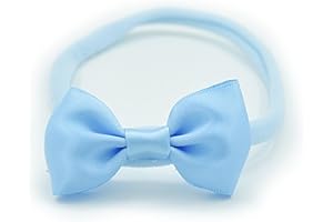 PrettyBoutique Baby Girls Satin Bow Soft Skinny Elastic Nylon Headband Hair Band Accessories