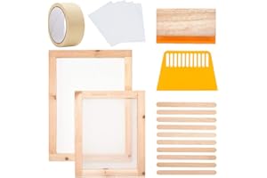 Jroyseter 20 Unids Juego de serigrafía Kit Serigrafia Textil Completo Pantalla De Impresión De Madera Tecnología Tradicional Estructura De Espiga Efecto De Impresión Patrón De Protección Impermeable