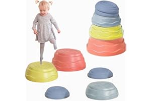 Lifemaison 5pcs Balance Stones for Children,Non-Slip Balance Beams,River Stones Balancing,Balance Blocks Toy Obstacle Course,Indoor Outdoor Play Equipment for Children,Promote Coordination