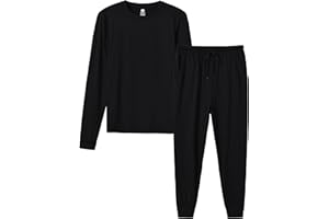 MoFiz Garçons Ensembles de Pyjama Hiver Doux Vêtements de Nuit Manches Longues Hauts de Pyjama et Pantalon à Carreaux pour Enfants 8-18 Ans