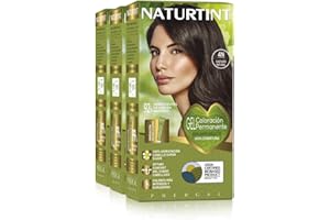 Naturtint Biobased | Coloración sin amoniaco | 100% cobertura de canas | Ingredientes vegetales | Color natural y duradero | 4N Castaño Natural | Pack de 3