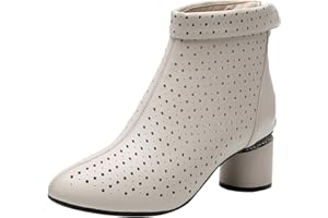 Jamron Damskie eleganckie botki na obcasie blokowym, oddychające, siateczkowe buty na lato, czółenka