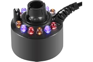 AUNMAS Brumisateur de brumisateur de 12 LED, brumisateur de réservoir de Poissons coloré, humidificateur de purificateur d'air d'atomiseur de Machine de Brouillard d'étang de Fontaine d'eau(US 110V)
