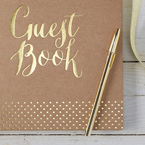 Rustikales Gästebuch „Gold Punkte“ – Vintage Gästealbum zur Hochzeit im Kraftpapierlook - 3