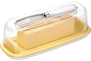 Mlysnd Mantequillera, Mantequera,Mantequera con Tapa, Cuchillo y Base de Silicona, Apta para Lavavajillas, 7,5 x 3 Pulgadas