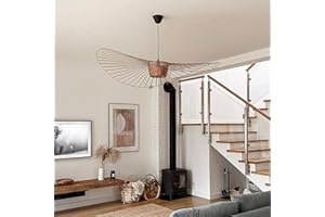 GLZXMQBP Suspension Rétro Vertigo Salon Lustre, Lampe Suspension Rétro Vertigo Lustre Fibre De Verre + Polyuréthane De Chapeau Design, Hauteur De La Lumière Réglable E27,Café,200CM