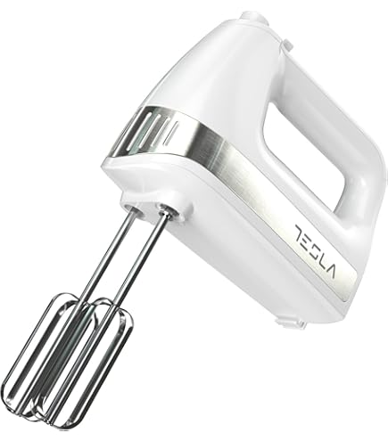 TESLA MX500WX Staafmixer (500 W, 5 snelheden, turbo-functie, 2 gardes, 2 haken), roestvrij staal wit