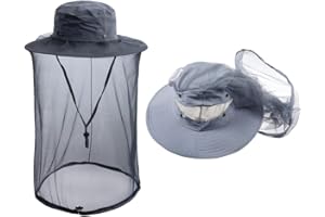 ZffXH Chapeau Anti Moustique, Chapeau Moustiquaire, Chapeau Apiculteur, Chapeau De Soleil D'été en Maille Safari pour Le Camping Et La Pêche avec Filet Et Voile pour Homme Et Femme