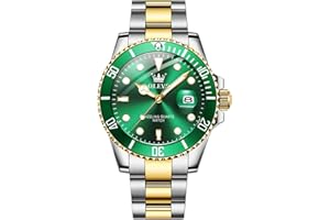 OLEVS Men's Watch, Big Face Stainless Steel Analog Quartz Dress Watch, Luxury Gold Silver Tone Date Display Waterproof Luminous Wrist Watch for Men