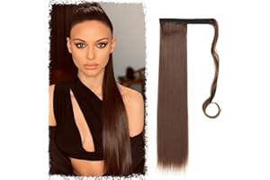 DKDXID Posticci per Capelli Extension Coda Capelli Finti per Coda Finta Capelli Lisci 70 cm Lunga Coda di Cavallo Extension Ponytail Code Finte per Capelli Sintetica -150g(Marrone)